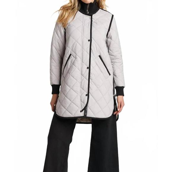 NEW ADROIT ATELIER libby quilted full zip coat in cloud - Picture 1 of 5